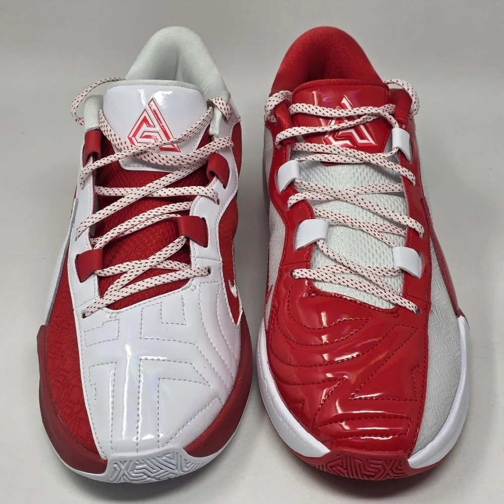 Nike Zoom Freak 5 Men White Red Basketball Athletic Shoe FV1933-600 Size 9.5 New